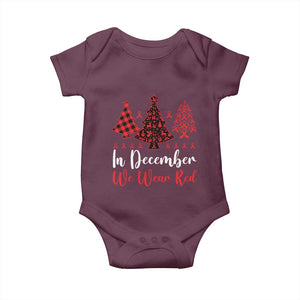 In December We Wear Red Baby Onesie HIV Awareness Christmas Ribbon Tree Gift TS12 Maroon Print Your Wear