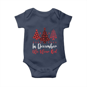In December We Wear Red Baby Onesie HIV Awareness Christmas Ribbon Tree Gift TS12 Navy Print Your Wear