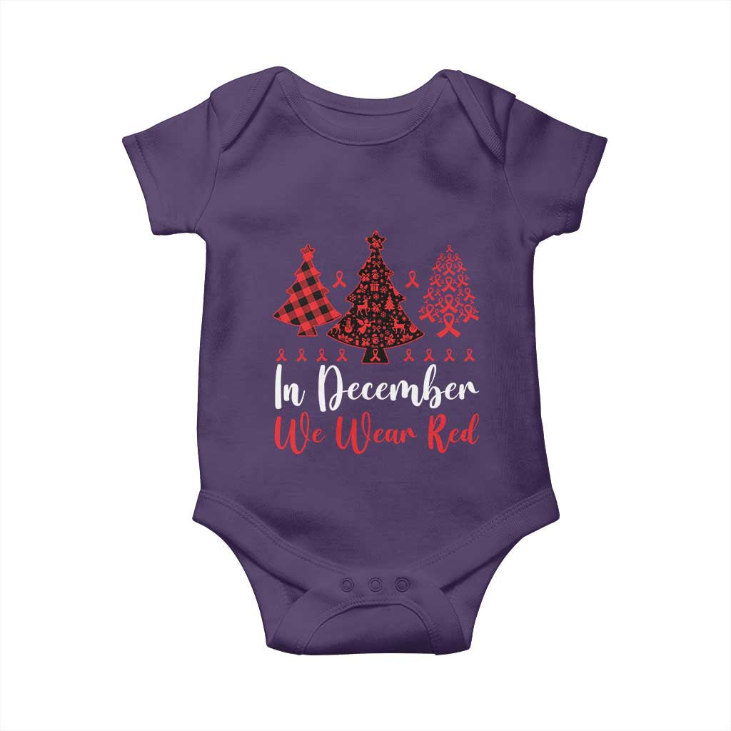 In December We Wear Red Baby Onesie HIV Awareness Christmas Ribbon Tree Gift TS12 Purple Print Your Wear