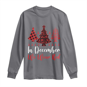 In December We Wear Red Long Sleeve Shirt HIV Awareness Christmas Ribbon Tree Gift TS12 Charcoal Print Your Wear