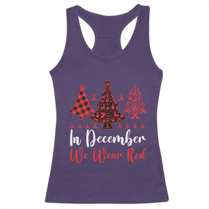 In December We Wear Red Racerback Tank Top HIV Awareness Christmas Ribbon Tree Gift - Print Your Wear