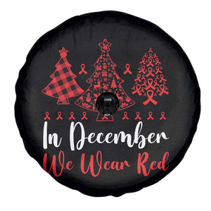 In December We Wear Red Spare Tire Cover HIV Awareness Christmas Ribbon Tree Gift TS12 Print Your Wear