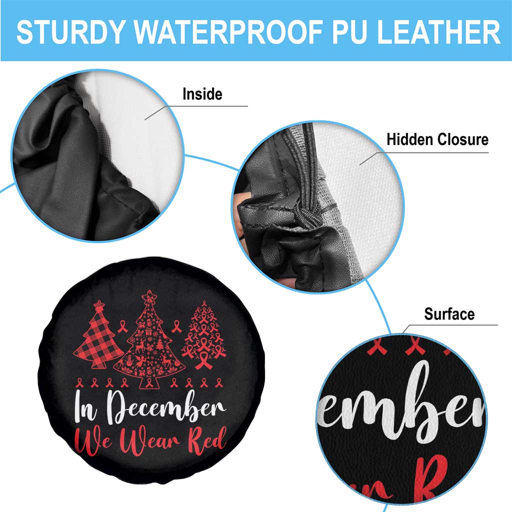 In December We Wear Red Spare Tire Cover HIV Awareness Christmas Ribbon Tree Gift TS12 Print Your Wear