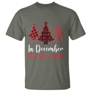 In December We Wear Red T Shirt HIV Awareness Christmas Ribbon Tree Gift TS12 Military Green Print Your Wear