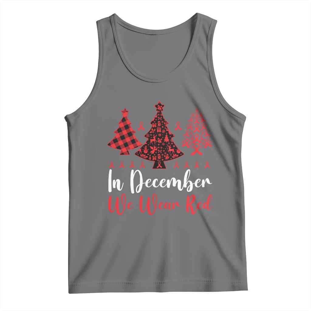In December We Wear Red Tank Top HIV Awareness Christmas Ribbon Tree Gift TS12 Black Heather Print Your Wear
