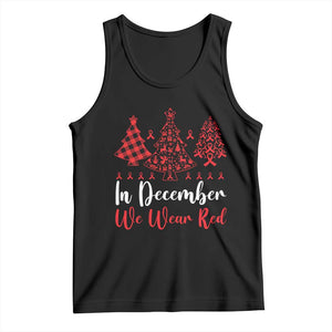 In December We Wear Red Tank Top HIV Awareness Christmas Ribbon Tree Gift TS12 Black Print Your Wear