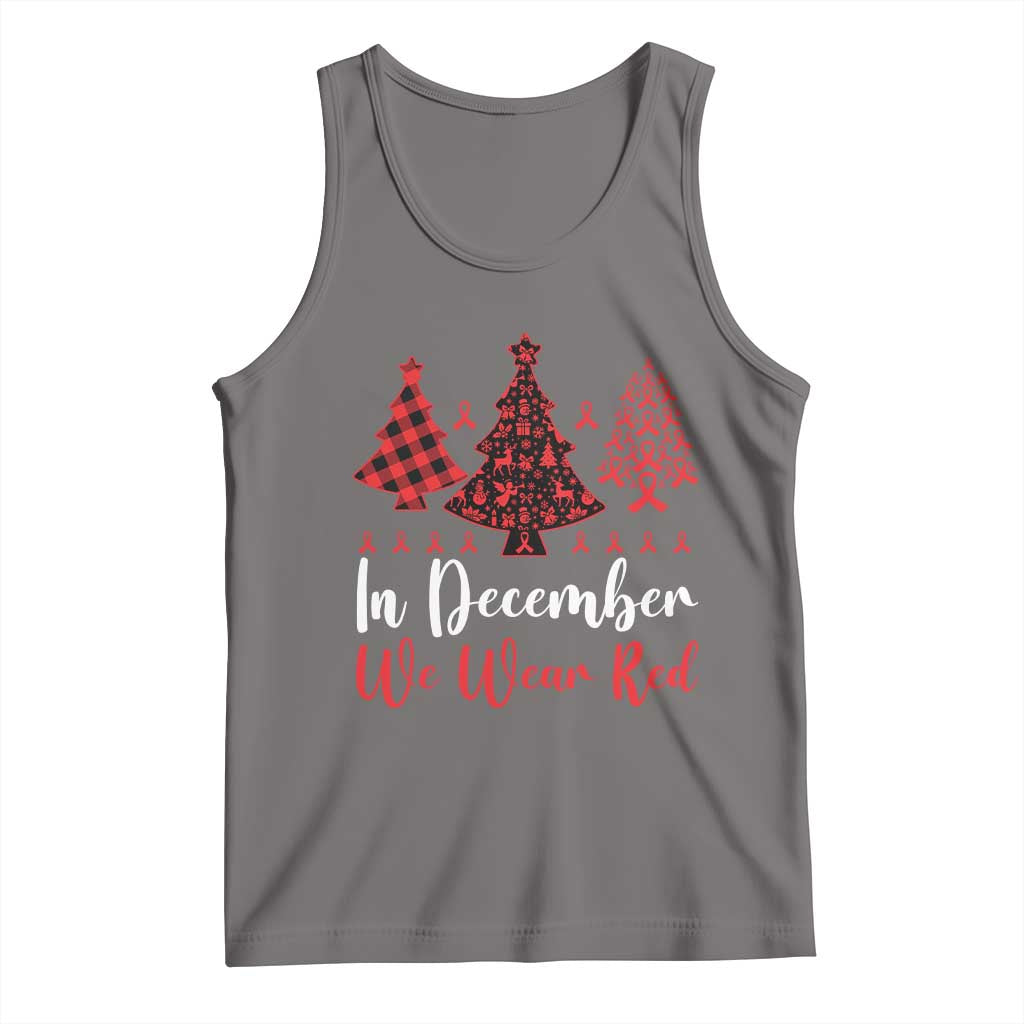 In December We Wear Red Tank Top HIV Awareness Christmas Ribbon Tree Gift TS12 Deep Heather Print Your Wear
