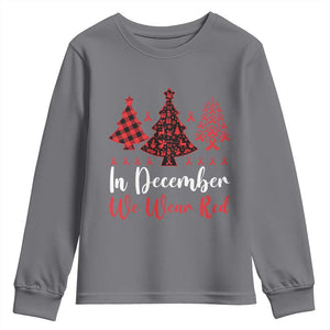 In December We Wear Red Youth Sweatshirt HIV Awareness Christmas Ribbon Tree Gift TS12 Charcoal Print Your Wear