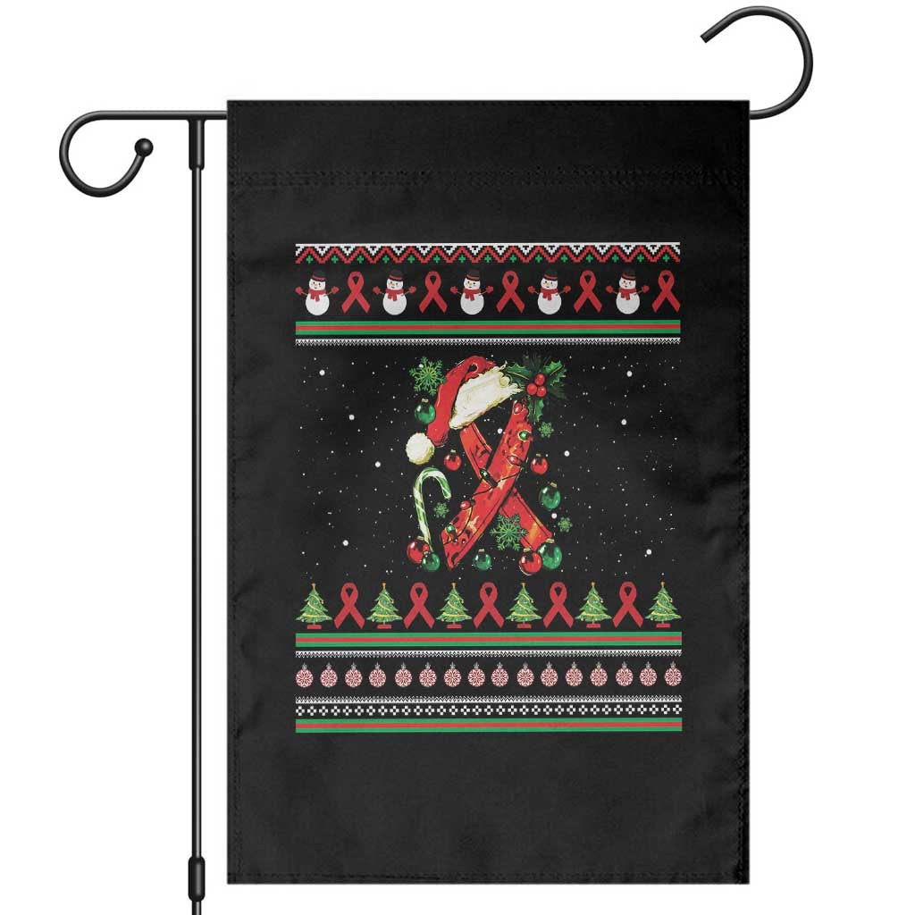 Santa Red Ribbon HIV Awareness Garden Flag Ugly Sweater Christmas Gift TS12 Black Print Your Wear