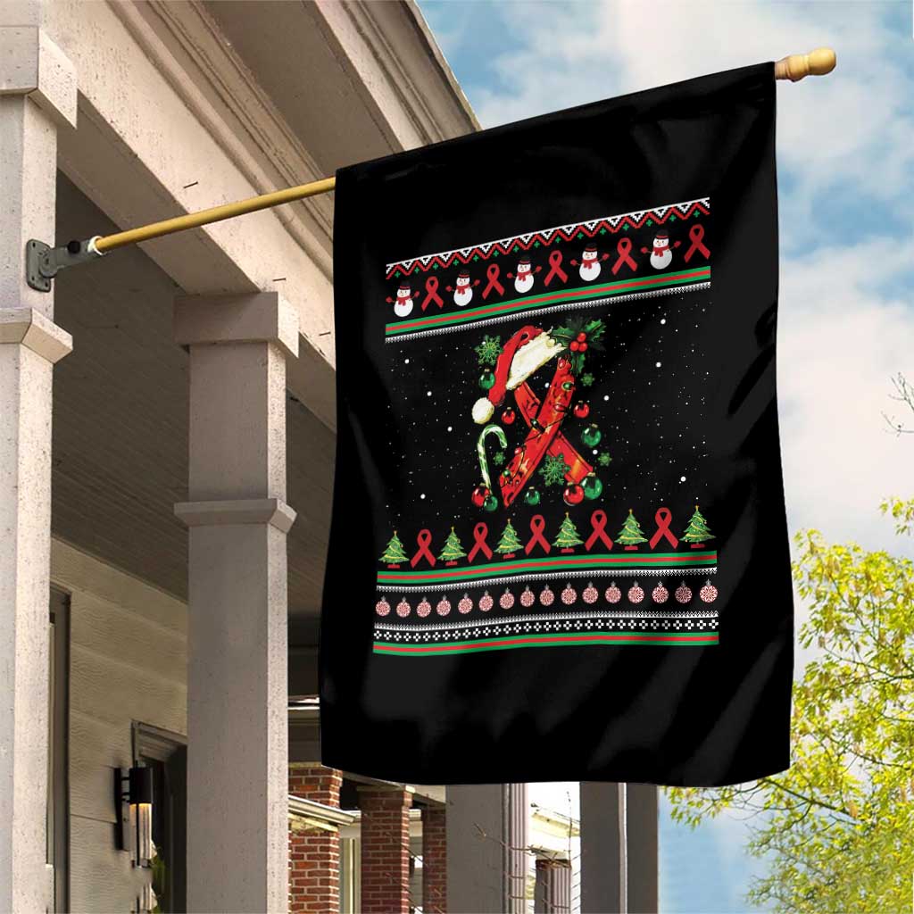 Santa Red Ribbon HIV Awareness Garden Flag Ugly Sweater Christmas Gift TS12 Print Your Wear