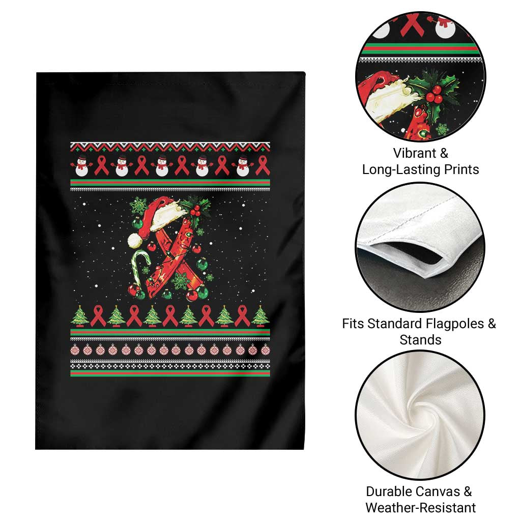 Santa Red Ribbon HIV Awareness Garden Flag Ugly Sweater Christmas Gift TS12 Print Your Wear
