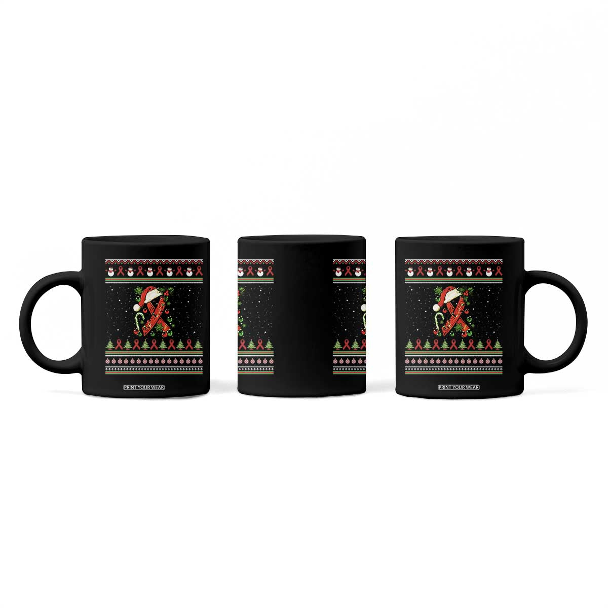 Santa Red Ribbon HIV Awareness Coffee Mug Ugly Sweater Christmas Gift TS12 Print Your Wear
