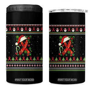 Santa Red Ribbon HIV Awareness 4 in 1 Can Cooler Tumbler Ugly Sweater Christmas Gift TS12 One Size: 16 oz Black Print Your Wear