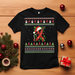 Santa Red Ribbon HIV Awareness T Shirt Ugly Sweater Christmas Gift TS12 Black Print Your Wear