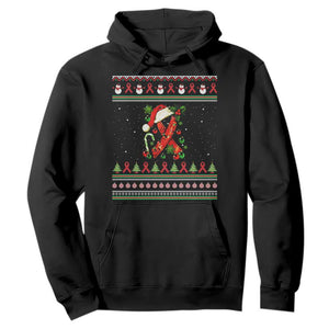 Santa Red Ribbon HIV Awareness Hoodie Ugly Sweater Christmas Gift TS12 Black Print Your Wear