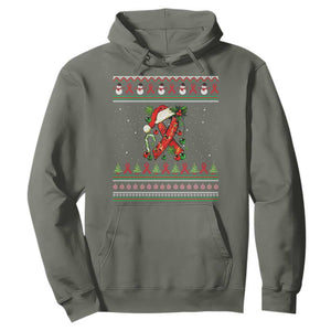Santa Red Ribbon HIV Awareness Hoodie Ugly Sweater Christmas Gift TS12 Military Green Print Your Wear