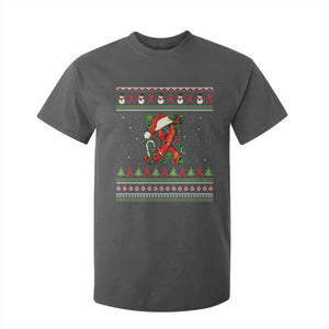 Santa Red Ribbon HIV Awareness T Shirt For Kid Ugly Sweater Christmas Gift TS12 Dark Heather Print Your Wear