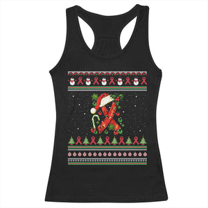 Santa Red Ribbon HIV Awareness Racerback Tank Top Ugly Sweater Christmas Gift TS12 Black Print Your Wear