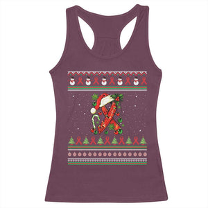 Santa Red Ribbon HIV Awareness Racerback Tank Top Ugly Sweater Christmas Gift TS12 Maroon Print Your Wear