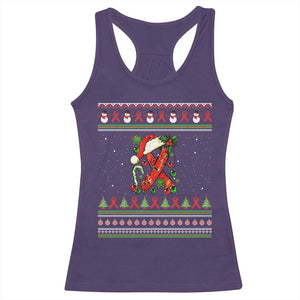 Santa Red Ribbon HIV Awareness Racerback Tank Top Ugly Sweater Christmas Gift TS12 Purple Print Your Wear