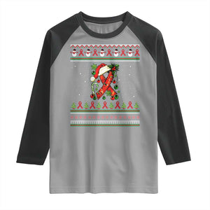 Santa Red Ribbon HIV Awareness Raglan Shirt Ugly Sweater Christmas Gift TS12 Sport Gray Black Print Your Wear