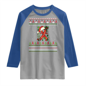 Santa Red Ribbon HIV Awareness Raglan Shirt Ugly Sweater Christmas Gift TS12 Sport Gray Royal Print Your Wear