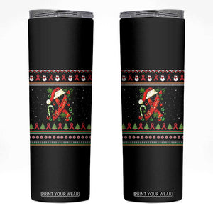 Santa Red Ribbon HIV Awareness Skinny Tumbler Ugly Sweater Christmas Gift TS12 Black Print Your Wear