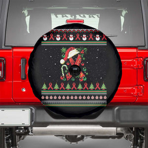 Santa Red Ribbon HIV Awareness Spare Tire Cover Ugly Sweater Christmas Gift TS12 Black Print Your Wear