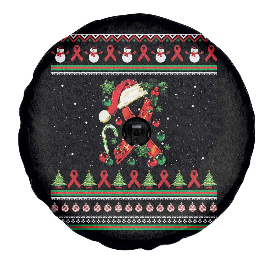 Santa Red Ribbon HIV Awareness Spare Tire Cover Ugly Sweater Christmas Gift TS12 Print Your Wear