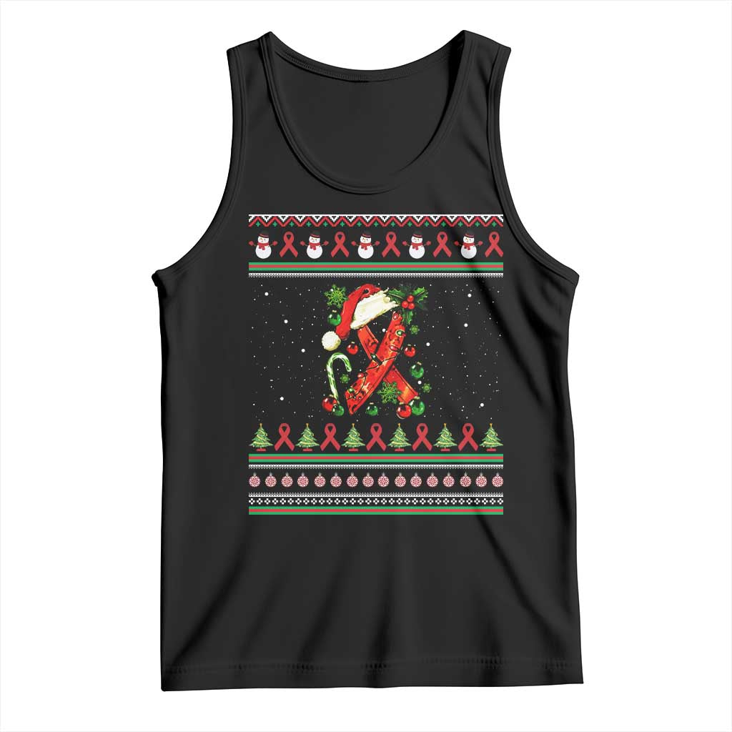 Santa Red Ribbon HIV Awareness Tank Top Ugly Sweater Christmas Gift TS12 Black Print Your Wear