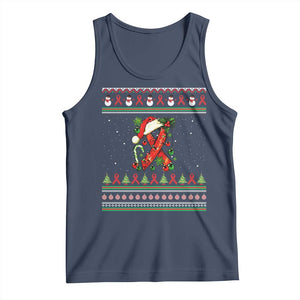 Santa Red Ribbon HIV Awareness Tank Top Ugly Sweater Christmas Gift TS12 Navy Print Your Wear