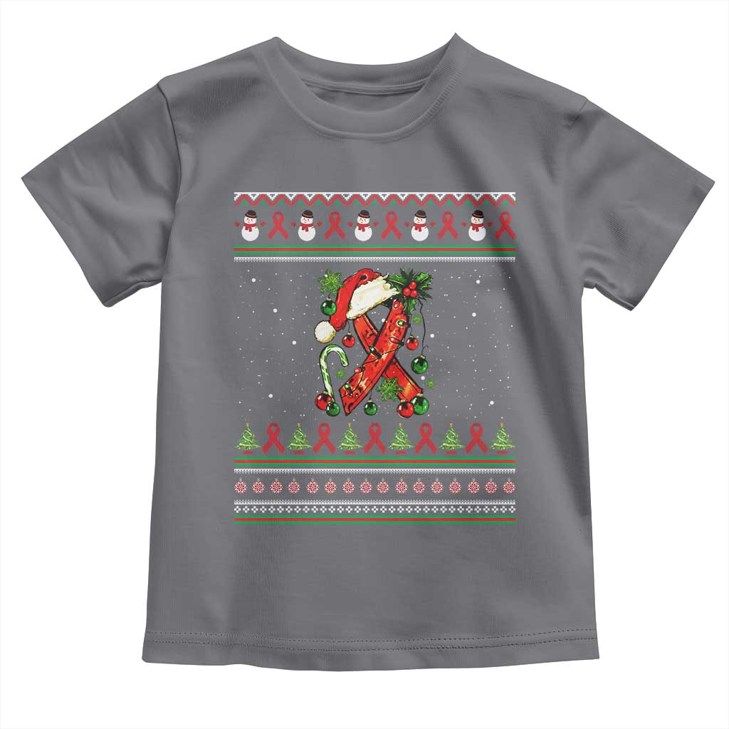 Santa Red Ribbon HIV Awareness Toddler T Shirt Ugly Sweater Christmas Gift TS12 Charcoal Print Your Wear