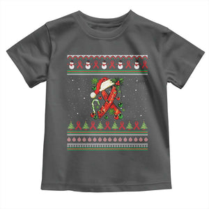 Santa Red Ribbon HIV Awareness Toddler T Shirt Ugly Sweater Christmas Gift TS12 Dark Heather Print Your Wear