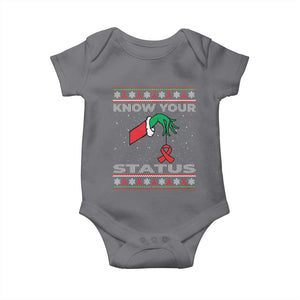 Funny Know Your Status Green Hand Baby Onesie Red Ribbon HIV Ugly Sweater Gift TS12 Charcoal Print Your Wear