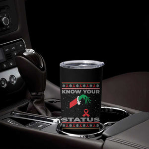 Funny Know Your Status Green Hand Tumbler Cup Red Ribbon HIV Ugly Sweater Gift TS12 Print Your Wear