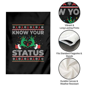 Know Your Status HIV Awareness Gift Garden Flag Ugly Sweater Green Hand Red Ribbon TS12 Print Your Wear