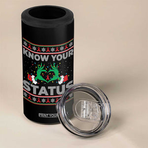 Know Your Status HIV Awareness Gift 4 in 1 Can Cooler Tumbler Ugly Sweater Green Hand Red Ribbon TS12 Print Your Wear