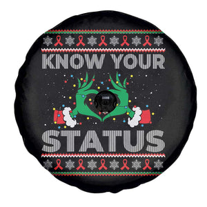 Know Your Status HIV Awareness Gift Spare Tire Cover Ugly Sweater Green Hand Red Ribbon TS12 Print Your Wear