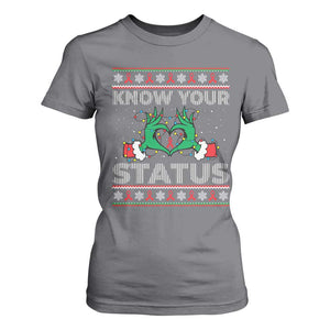 Know Your Status HIV Awareness Gift T Shirt For Women Ugly Sweater Green Hand Red Ribbon TS12 Charcoal Print Your Wear