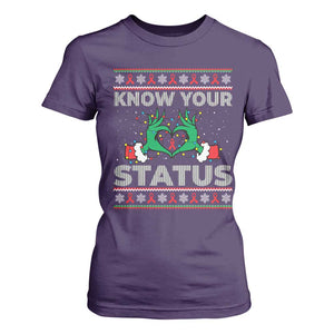 Know Your Status HIV Awareness Gift T Shirt For Women Ugly Sweater Green Hand Red Ribbon TS12 Purple Print Your Wear
