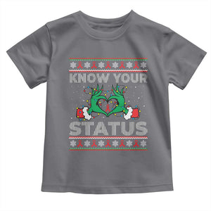 Know Your Status HIV Awareness Gift Toddler T Shirt Ugly Sweater Green Hand Red Ribbon TS12 Charcoal Print Your Wear