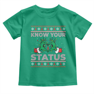 Know Your Status HIV Awareness Gift Toddler T Shirt Ugly Sweater Green Hand Red Ribbon TS12 Irish Green Print Your Wear