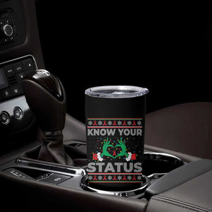 Know Your Status HIV Awareness Gift Tumbler Cup Ugly Sweater Green Hand Red Ribbon TS12 Print Your Wear