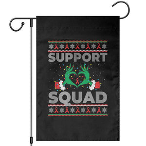 Support Squad HIV Awareness Gift Garden Flag Green Hand Red Ribbon Ugly Sweater Christmas Gift TS12 Black Print Your Wear
