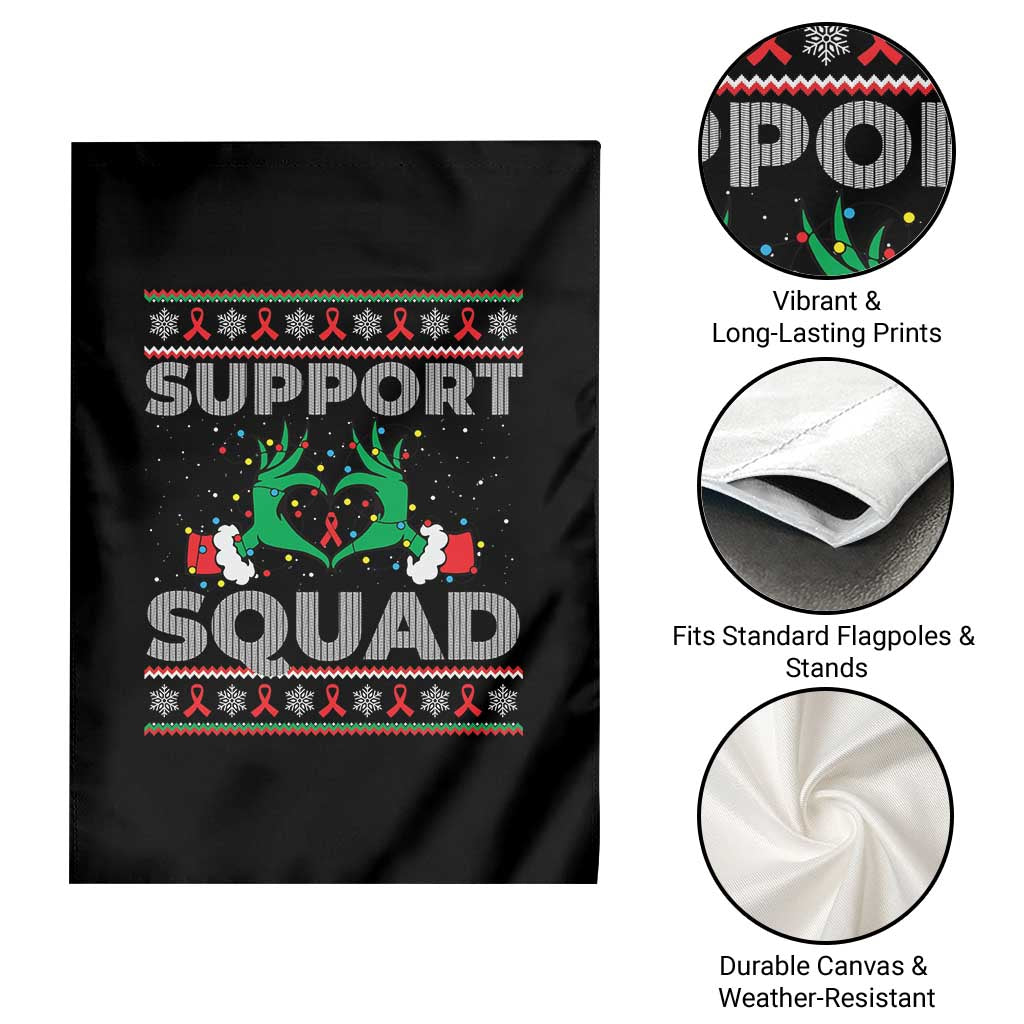 Support Squad HIV Awareness Gift Garden Flag Green Hand Red Ribbon Ugly Sweater Christmas Gift TS12 Print Your Wear