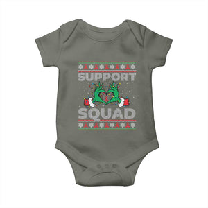 Support Squad HIV Awareness Gift Baby Onesie Green Hand Red Ribbon Ugly Sweater Christmas Gift TS12 Military Green Print Your Wear