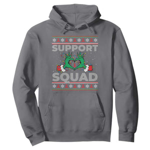 Support Squad HIV Awareness Gift Hoodie Green Hand Red Ribbon Ugly Sweater Christmas Gift TS12 Charcoal Print Your Wear