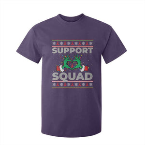 Support Squad HIV Awareness Gift T Shirt For Kid Green Hand Red Ribbon Ugly Sweater Christmas Gift TS12 Purple Print Your Wear