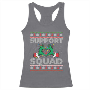 Support Squad HIV Awareness Gift Racerback Tank Top Green Hand Red Ribbon Ugly Sweater Christmas Gift TS12 Charcoal Print Your Wear
