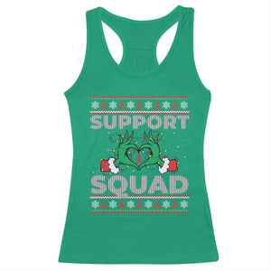 Support Squad HIV Awareness Gift Racerback Tank Top Green Hand Red Ribbon Ugly Sweater Christmas Gift TS12 Irish Green Print Your Wear